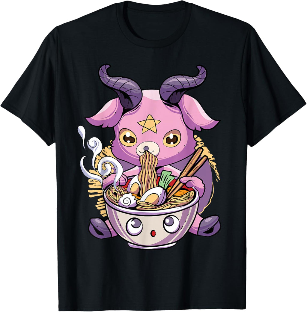 Pastel Goth Baphomet Ramen Noodles Japan Food Satanic Goat T-Shirt