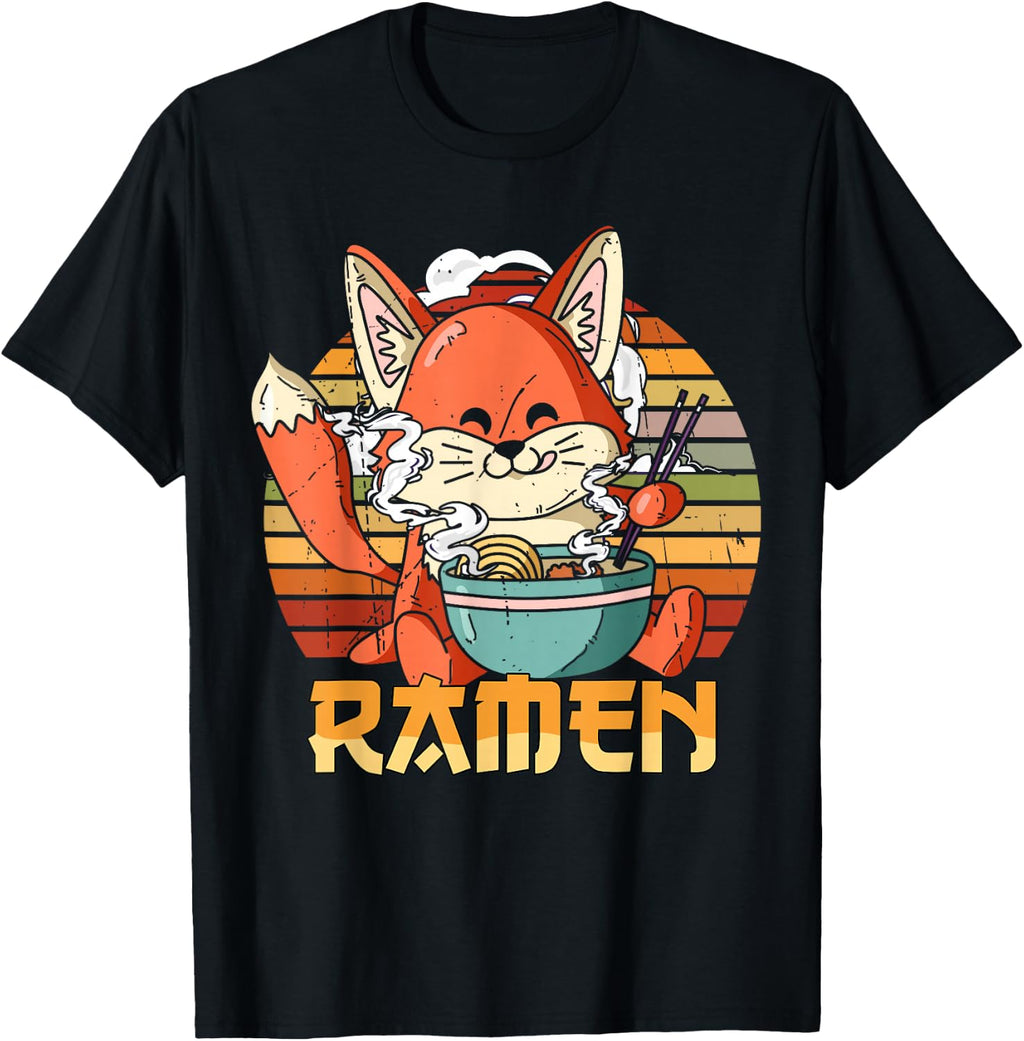 Ramen Fox Kawaii Japanese Noodles Lover Cute Anime T-Shirt