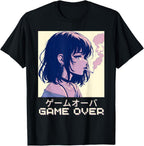90s Japanese Sad Anime Girl Game Over Vaporwave Aesthetic T-Shirt