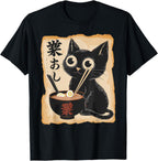 Funny Cat Ramen Noodle Japanese Kawaii Anime Otaku Style T-Shirt