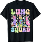 Groovy Lung Squad Happy Easter Day Respiratory Therapist T-Shirt