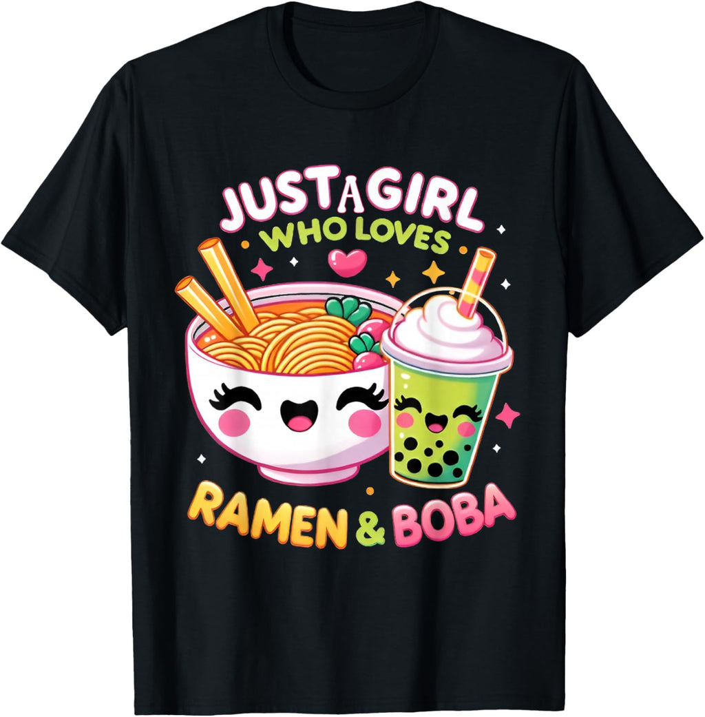 Just A Girl Who Loves Boba Tea and Ramen Bubble Tea Japanese T-Shirt