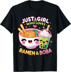 Just A Girl Who Loves Boba Tea and Ramen Bubble Tea Japanese T-Shirt