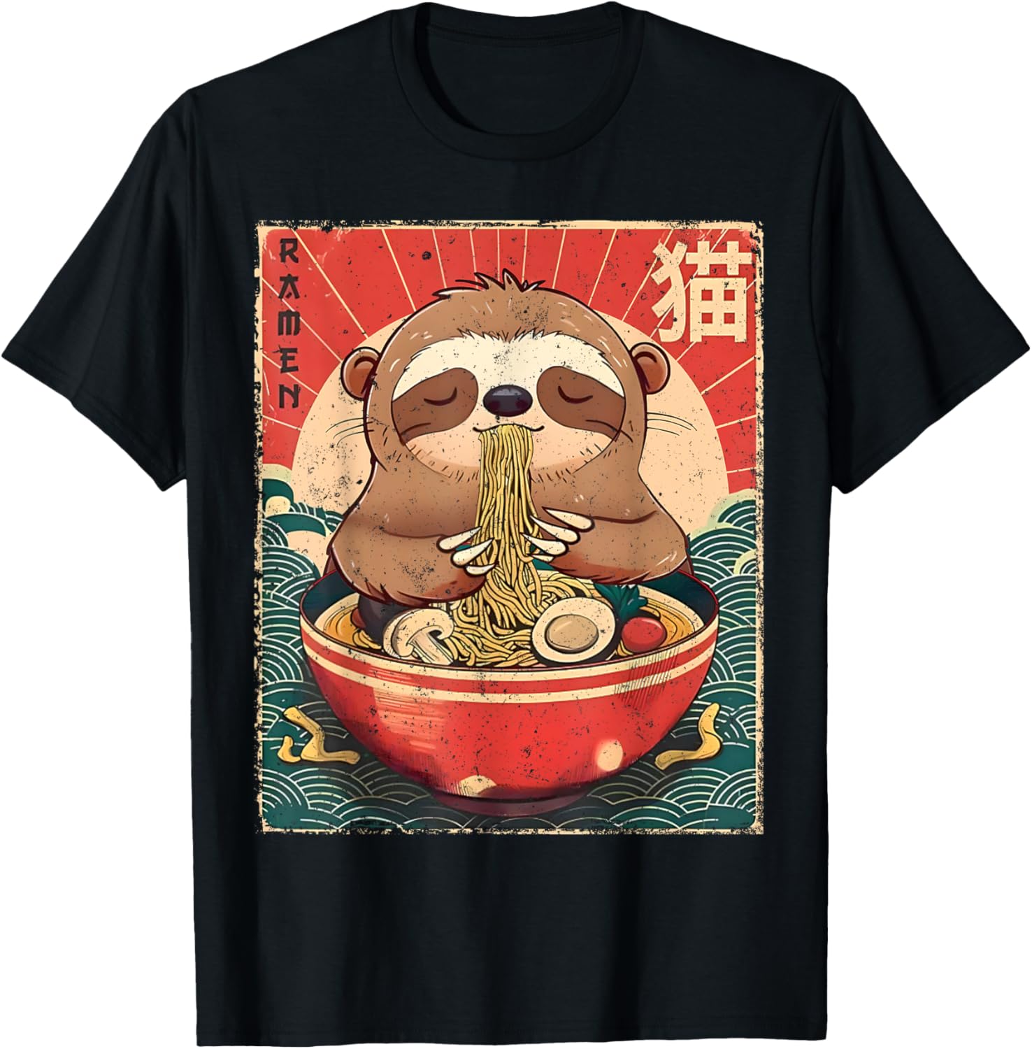 Sloth Ramen Japanese Funny Graphic Kawaii Sloths Anime Gifts T-Shirt