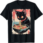 Ramen Noodles Cat Japan Y2K Kawaii Retro Cats Manga Anime T-Shirt