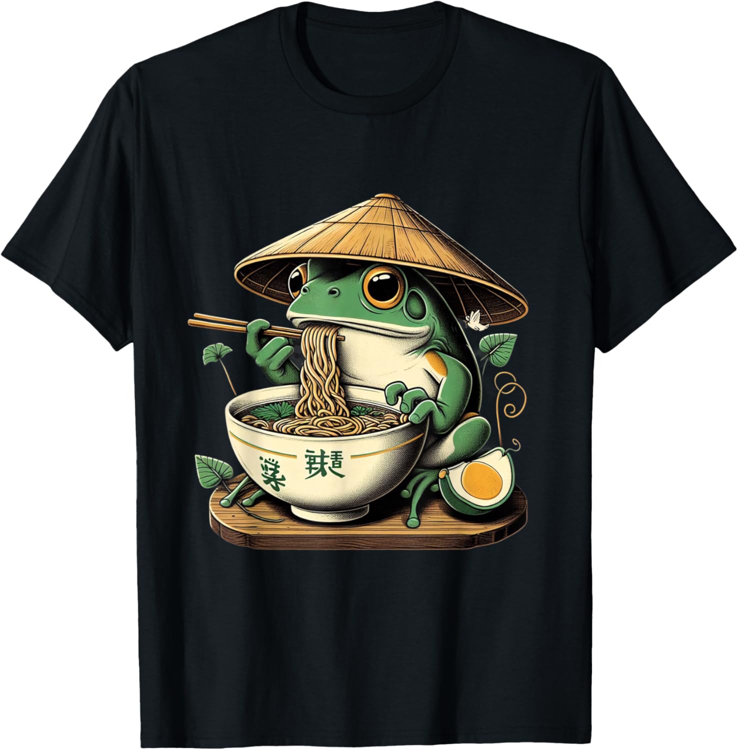 Frog Eating Ramen Kawaii Neko Japanese Noodles Anime Lovers T-Shirt