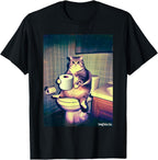 Funny Cat Bathroom Toilet Paper Humor Weird Retro T-Shirt