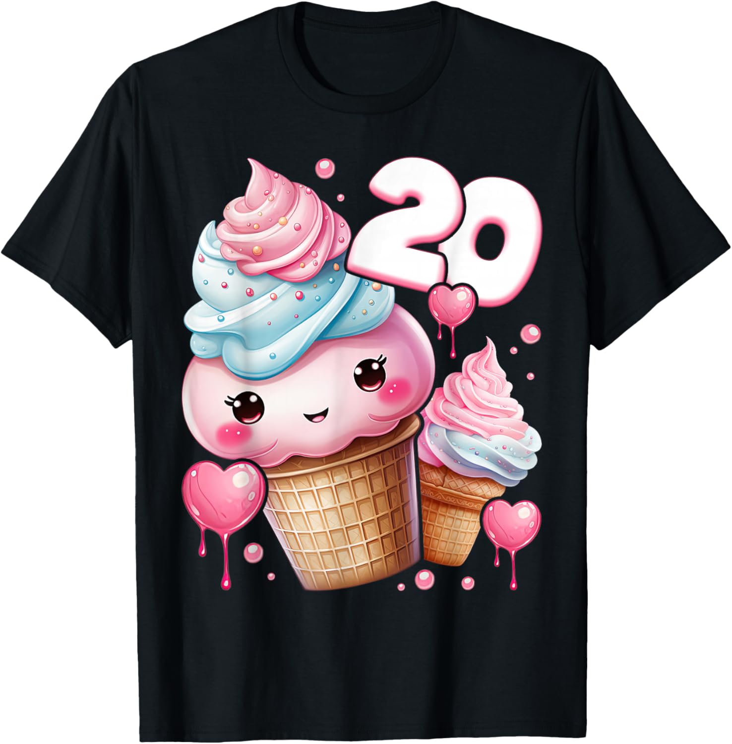 20th Birthday Girl 20 Years, Ice Cream, Number 20 T-Shirt