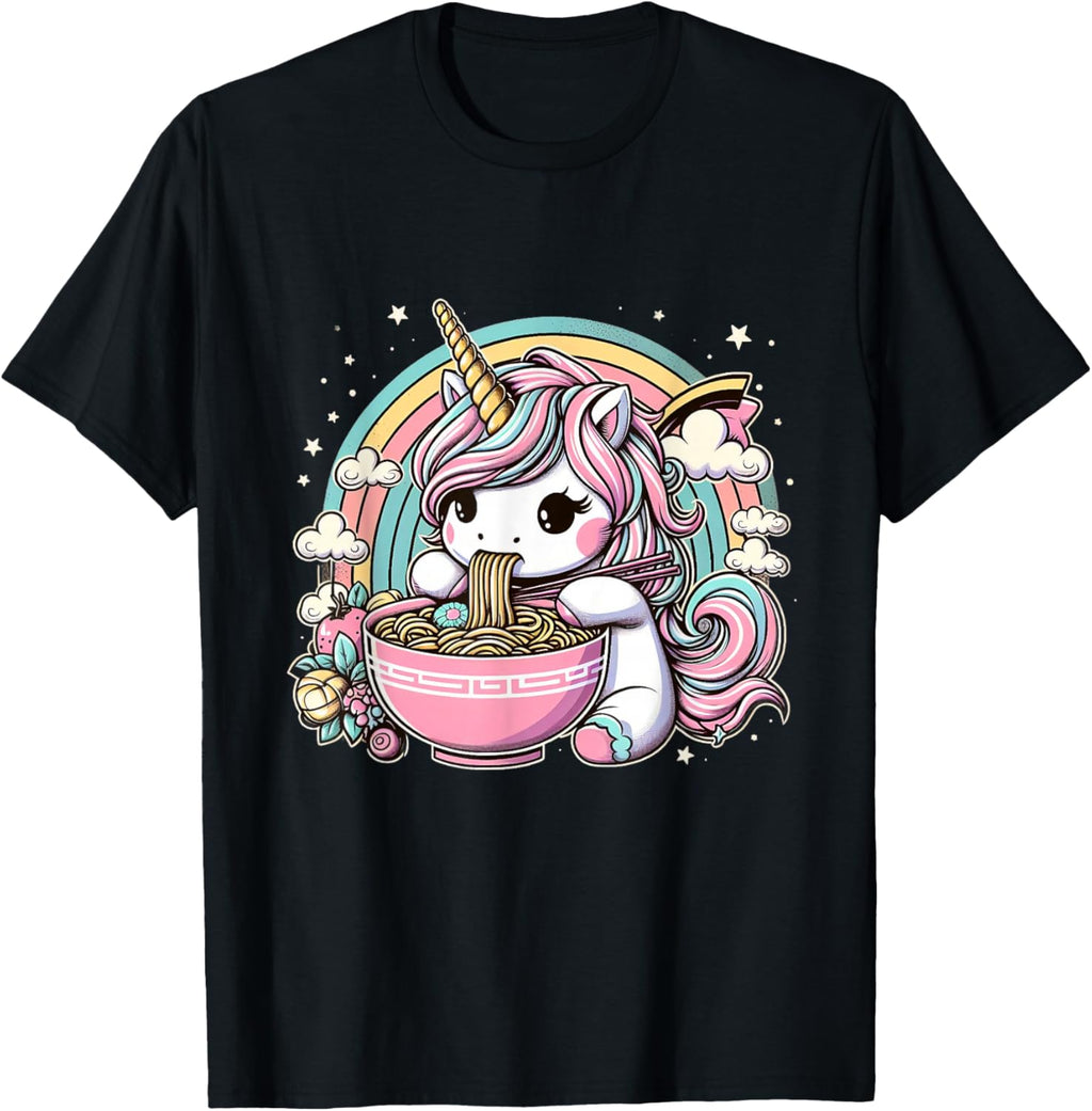 Unicorn Ramen Kawaii Neko Japanese Noodles Aesthetic T-Shirt