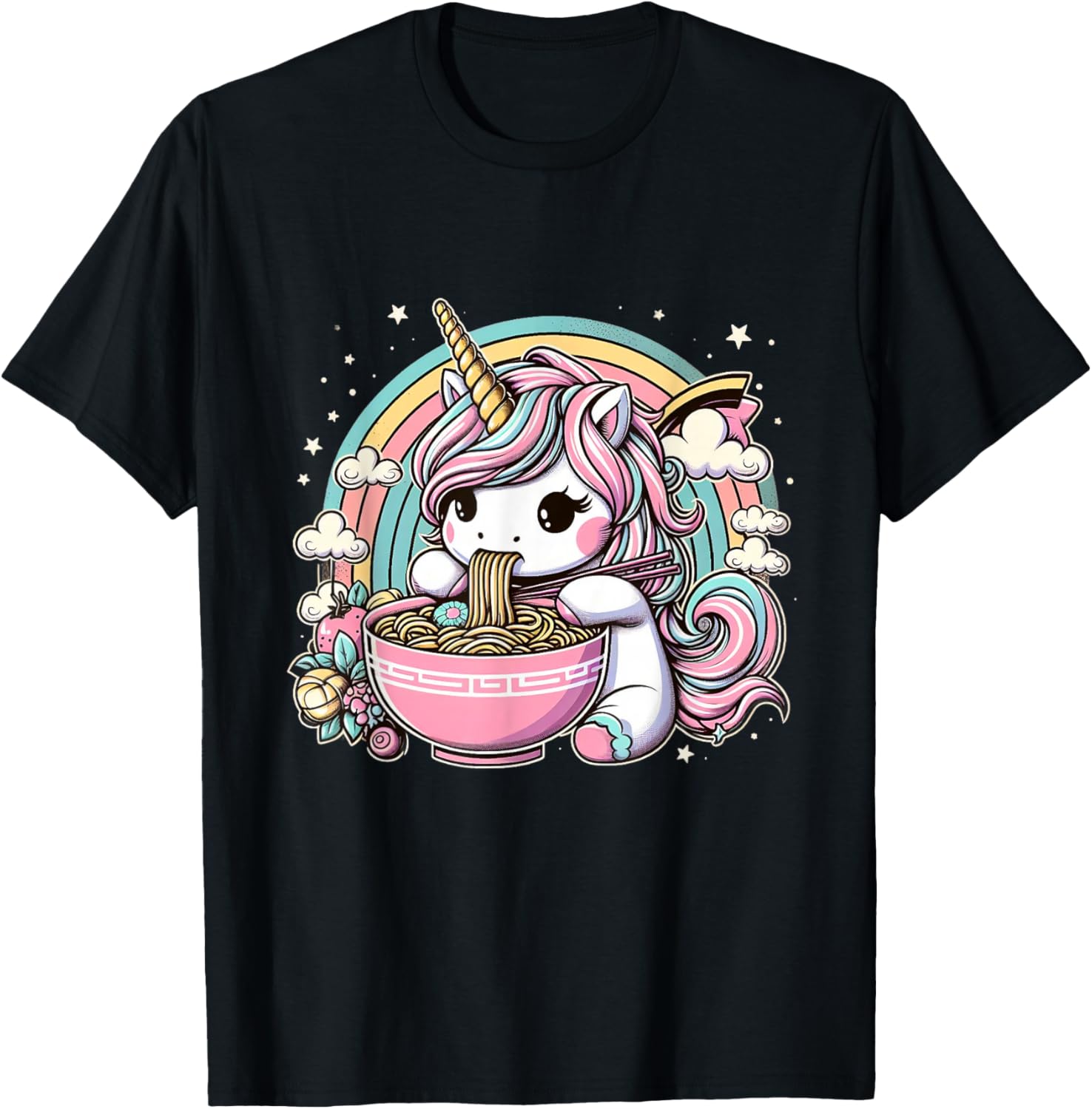Unicorn Ramen Kawaii Neko Japanese Noodles Aesthetic T-Shirt