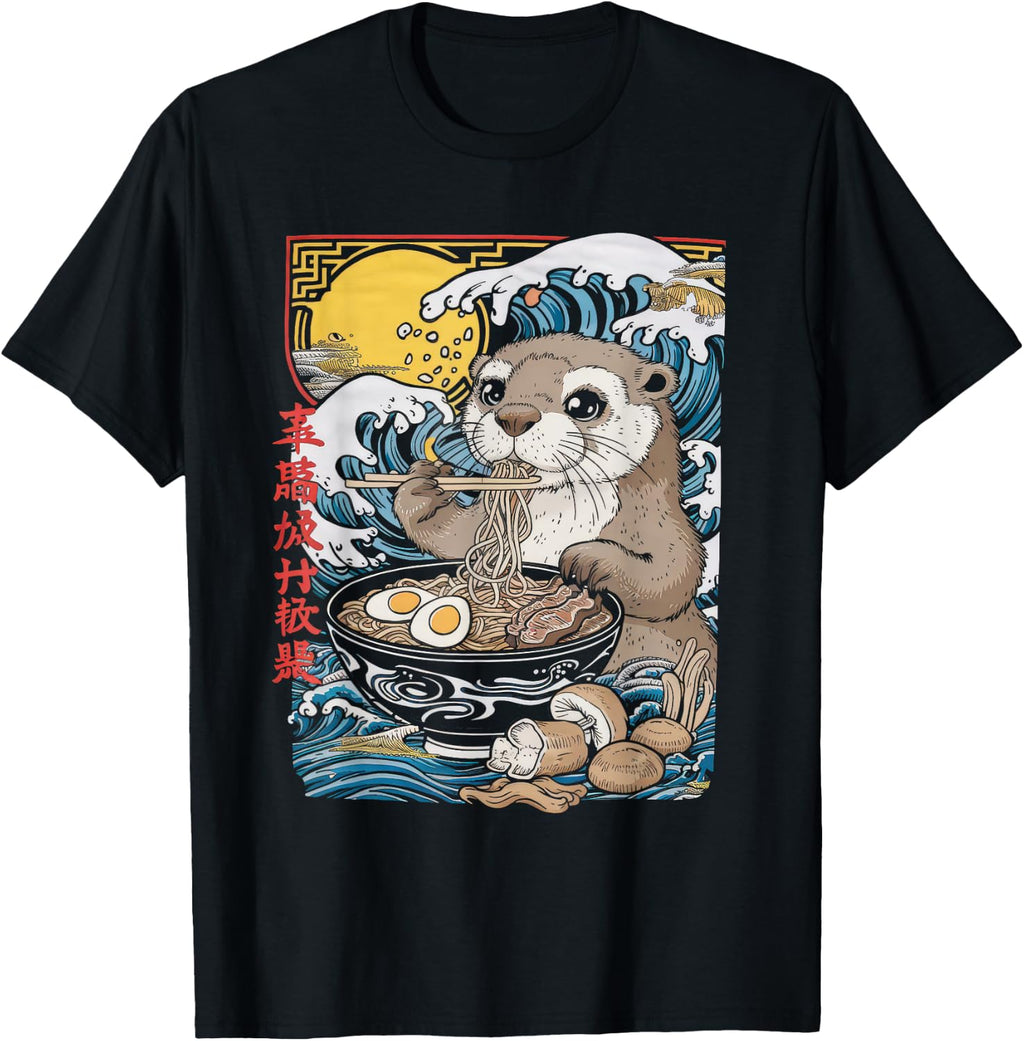 Otter Ramen Tshirt Kawaii Manga Anime Noodles Y2k Japanese T-Shirt