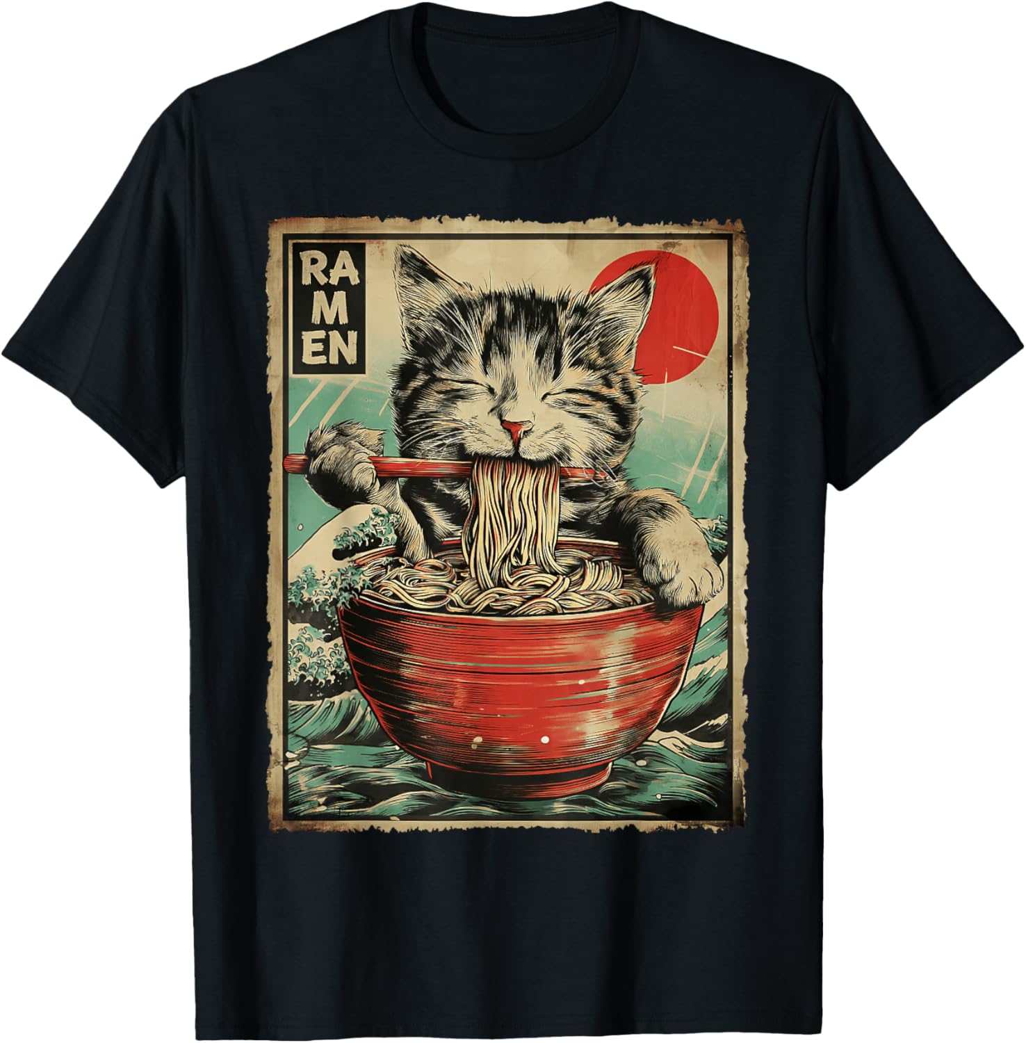 Funny Ramen Cat Noodle Lovers Anime Otaku T-Shirt