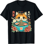 Ramen Cat Kawaii Neko Japanese Noodles Aesthetic Otaku Lover T-Shirt