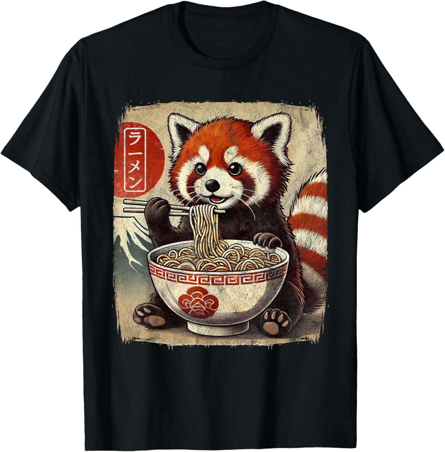 Red Panda Ramen Bowl Japanese Anime Kawaii Food Graphic T-Shirt
