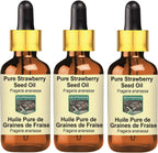 Pure Strawberry Seed Oil (Fragaria ananassa) with Glass Dropper (Pack of Three) 100mlx3 (10 oz)