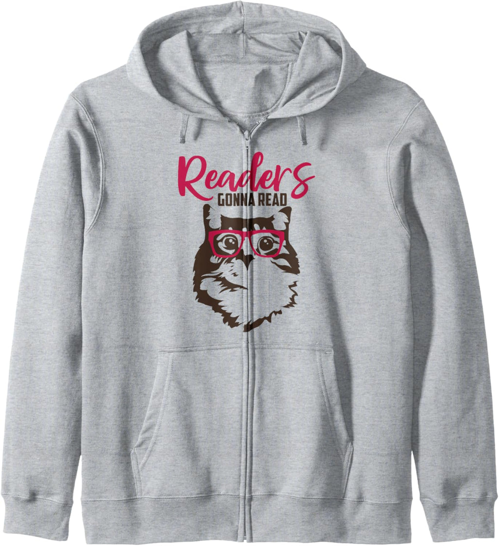 Readers Gonna Read Reading Cat Nerd Book Lover Kitten Zip Hoodie