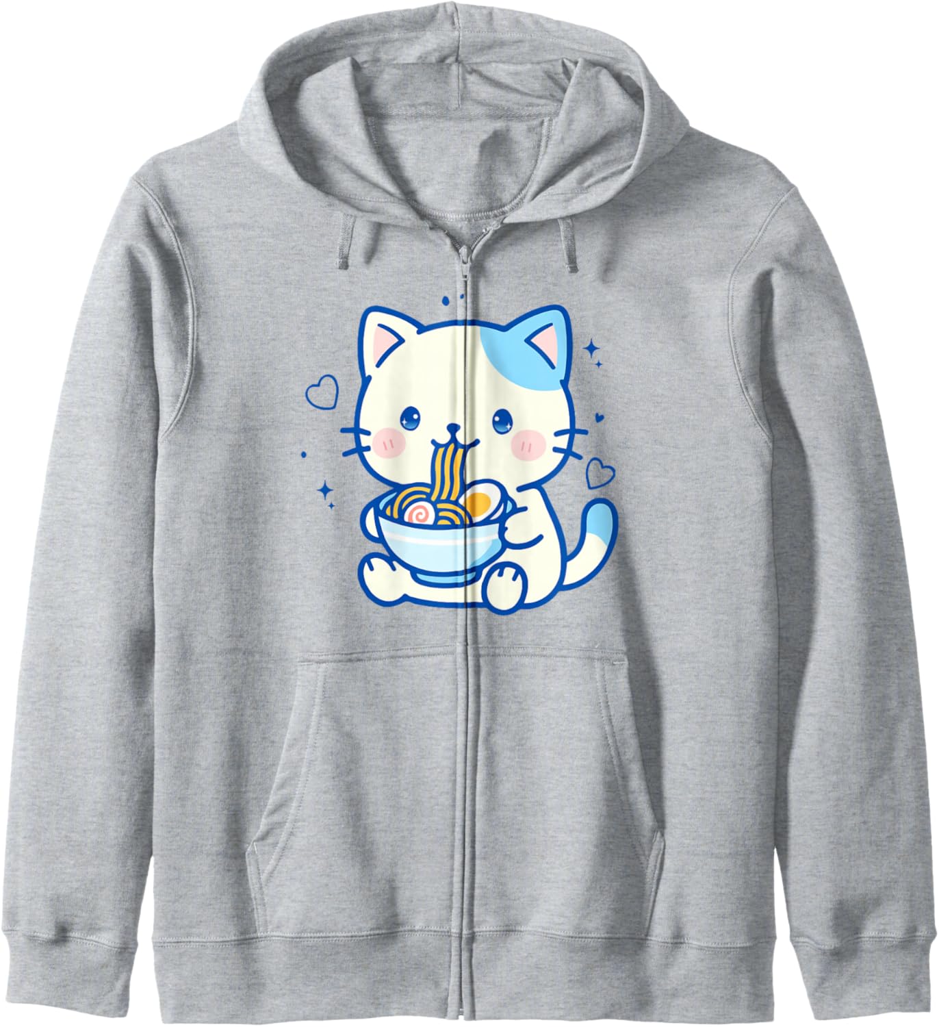 Kawaii Cat Ramen Japanese Cute aesthetic Anime Girls Teens Zip Hoodie